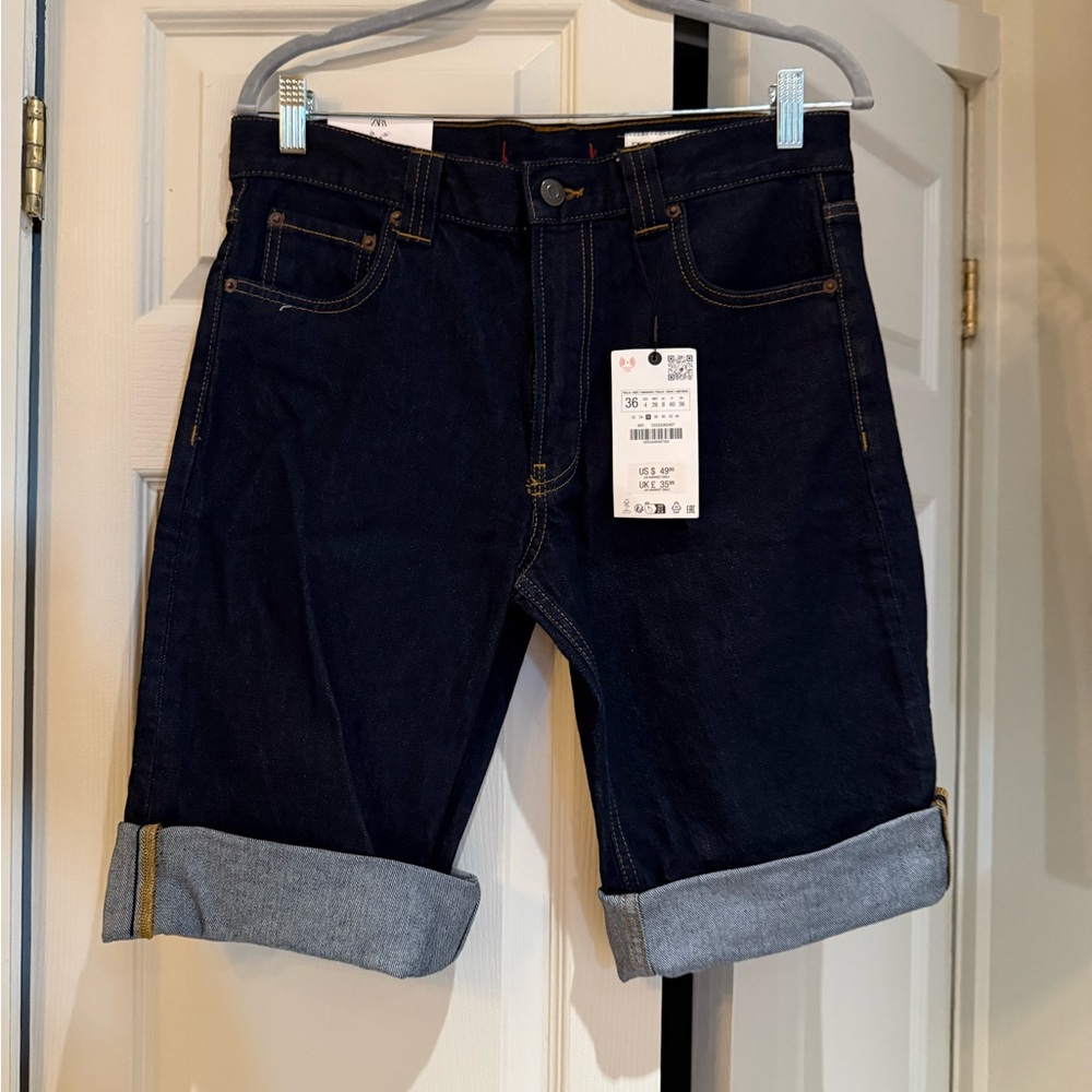Zara Dark Blue Denim Shorts